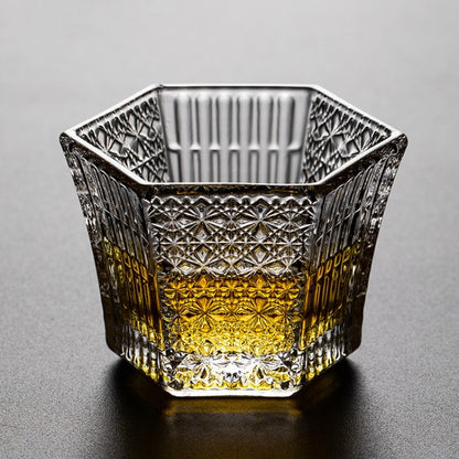 Hexagonal Crystal Glass Tea Cup