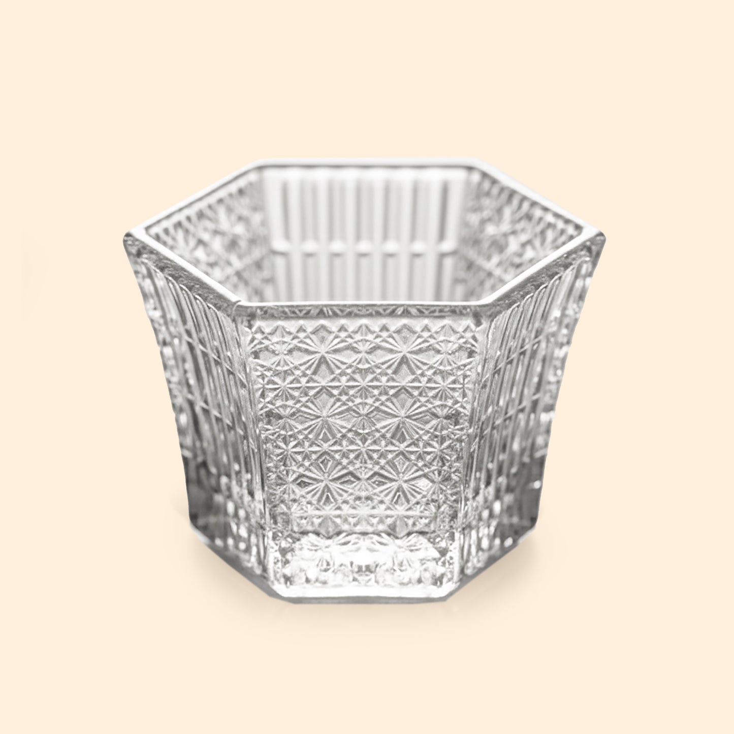 Hexagonal Crystal Glass Tea Cup